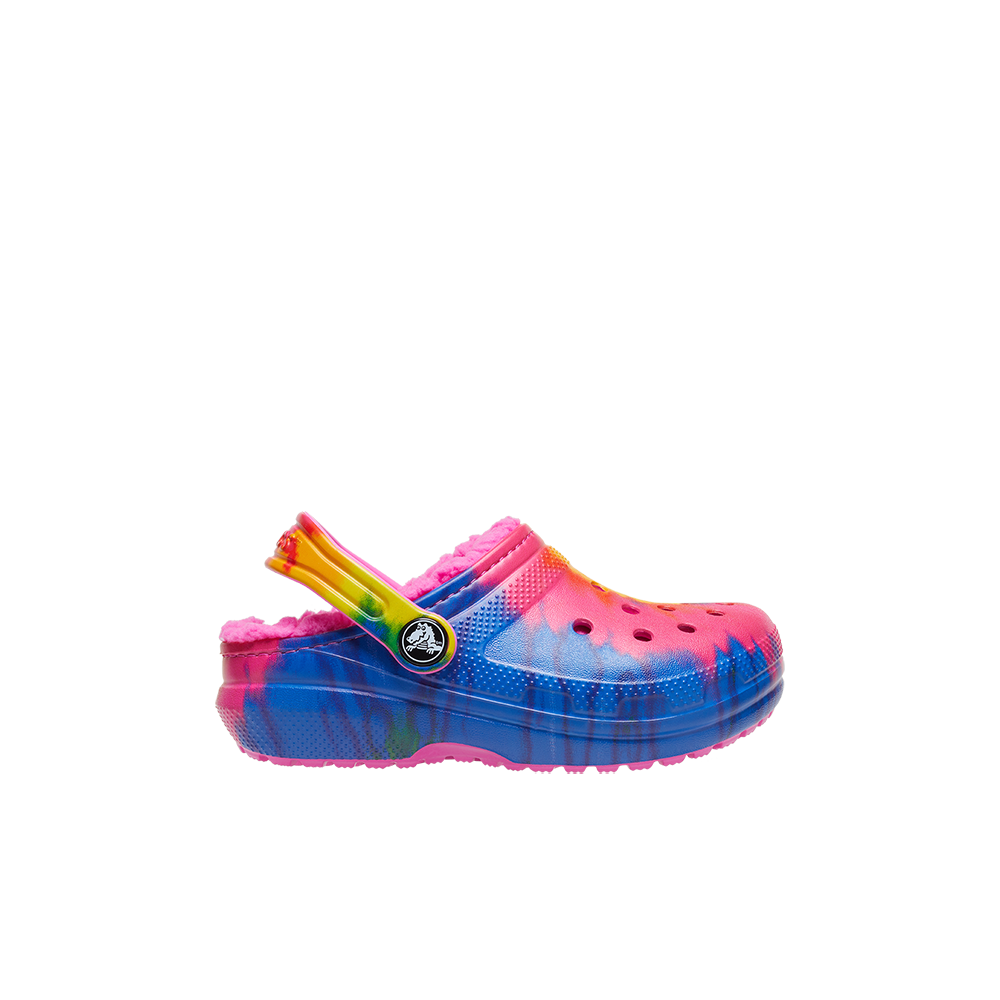 Pink tie dye online lined crocs